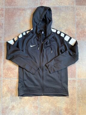 Nike Men’s Gray Hooded Zip Jacket with White Accents
